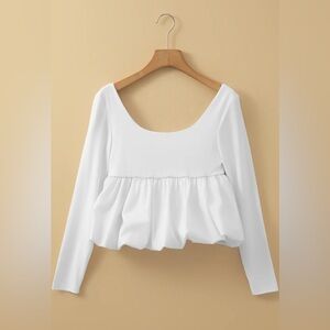 Wild Fable White Peplum Long Sleeve Blouse